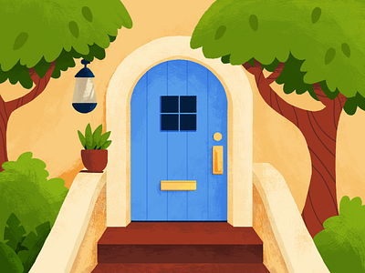 Summer Door 2d design door illustration photoshop plants stoop