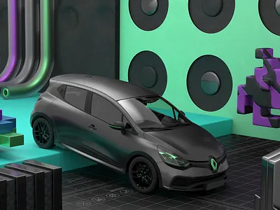 Renault Clio #3 3d 4d arnold c4d car cinema cinema4d geometrical render