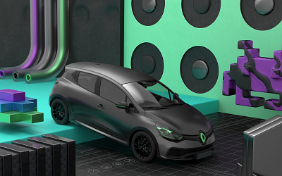 Renault Clio #3 3d 4d arnold c4d car cinema cinema4d geometrical render