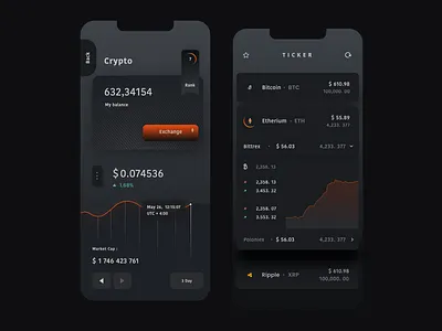 Crypto Wallet app bitcoin blockchain crypto cryptocurrency dark design exchange finance fintech graph ui talavadze ui ux