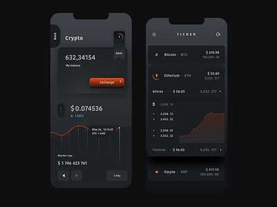 Crypto Wallet app bitcoin blockchain crypto cryptocurrency dark design exchange finance fintech graph ui talavadze ui ux