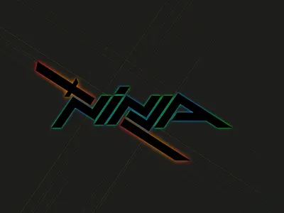 Ninja brand dark geometric lights logo neon ninja samurai sword