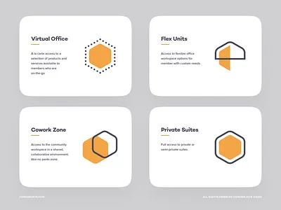 Cowork Hive app bee card cowork hive icons logo office set