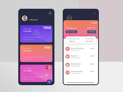 Credit Card Management App Design cards ui clean colorful colors creditcard ios minimal minimalist payment