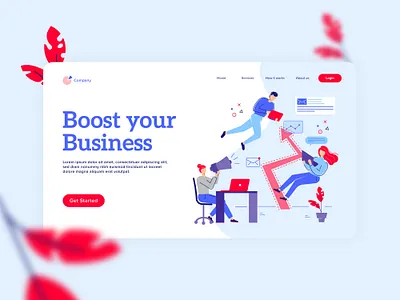 Boost Your Business - Landing Page app business business app character design characters creative illustration landing page office ui ux vector webdesign webside workshop workspace