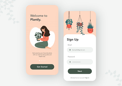 daily UI // 001 sign up page 001 app design flat plant signup ui uidaily uidailychallenge ux