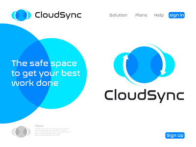 CloudSync Logo Design app logo brand identity brand mark branding cloud logo cloudsync creative logo data flat logo logo design logo designer logotype minimalist logo modern logo startup logo storage synchronize technology typography