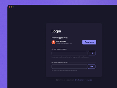 Login / Sign in Page - Dark Mode dark mode login minimal purple saas sign in ui web