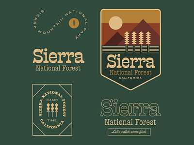 Sierra National Forest badge branding forest illustration logo minimal sierra typography woods