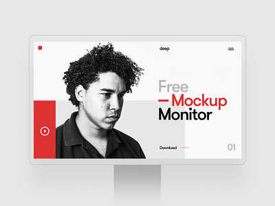 Monitor Mockup 01 deep deepyellow design digital download free mockup mockup psd mockups psd ui userinterface ux webdesign