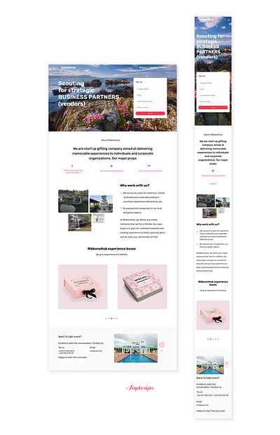 Ribbonshub landing page landing design mobile design