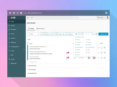 COR - Filters deadlines filter filter ui filtering hours material ui materialdesign project project management status task task manager ui ui designer uidesign uiux userinterface uxdesigner