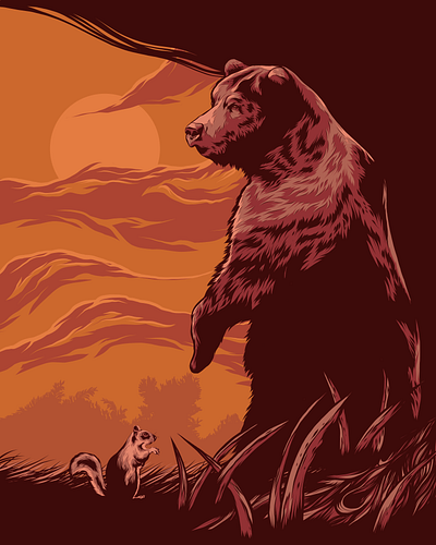 Bear animal art bear branding design illustration logo movie poster poster art poster design posters squirrel vector