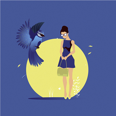 Ana bird blue design illustration illustration art illustrator cc woman