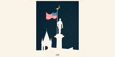 First Soldier's Monument american crescent moon flag memorial day monument negative space night simplistic stars white