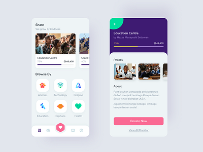 Charity mobile ui design