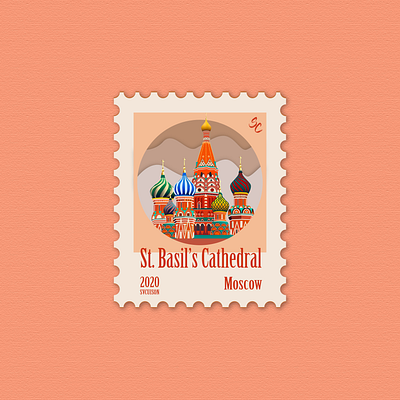 17 - St. Basil's Cathedral, Moscow - Post Stamp art artwork cathedral design icon illustration illustration art illustrations illustrator moscow russia stamp stamp design