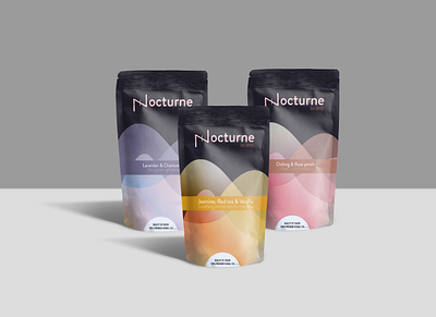 Nocturne - Tea Blends branding logo package design packaging product product design vector