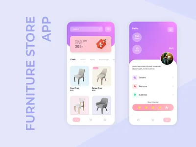 Furniture Store App app design graphicdesign inspirational design interactive design interface mobileapp photoshop uiux uiuxdesign xd