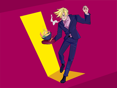 waiter, gentleman, fighter character character design gentleman illustration noodles onepiece ramen soup suit udon vector waiter