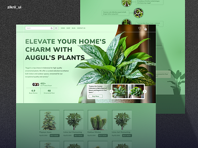 Hero Section Exploration for a Decorative Plant Company 3d animation branding design designer e commerce figma frontend fullstack graphic design illustration landingpage logo motion graphics productdesign ui ui design uiux web design website