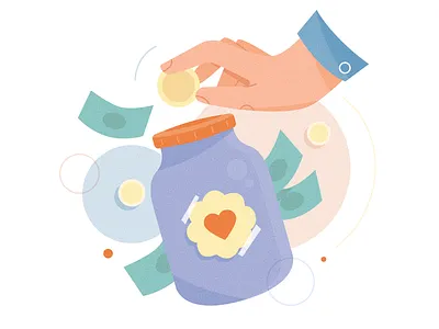 Donate app design application appreciate branding character donate flat hand icon illustration love money product product illustration spot illustration texture ui ux vector website