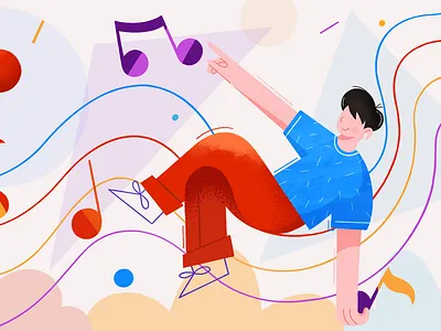 Sound Designer 2d abstract boy character design color creative digital illustration illustration ipadpro minimal music notes procreate relax sound sound design stepdraw texture
