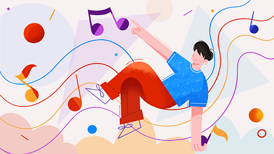 Sound Designer 2d abstract boy character design color creative digital illustration illustration ipadpro minimal music notes procreate relax sound sound design stepdraw texture