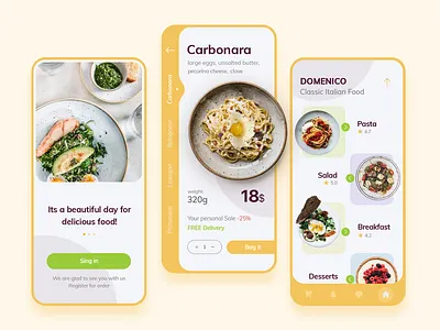 Domenico. Italian Food aplication app delivery design eat flat food minimal mobile ui ux