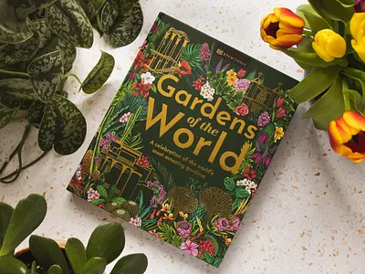 Gardens of the World Cover by Maggie Enterrios - DK Eyewitness book cover botanical cover art garden illustration packaging pattern typography