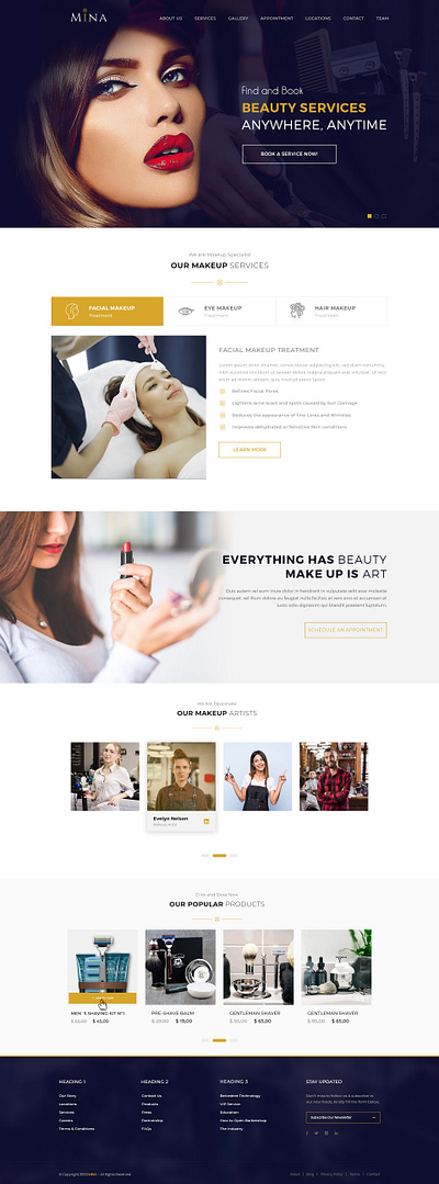 Beauty Services beauty salon clean creative design ecommerce graphic design landing page mockup salon ui web website website design