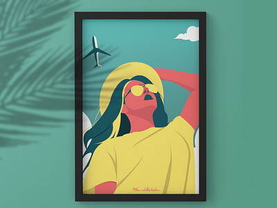 Travelling Women character illustration custom illustration design flat illustration flight girl illustration happy illustration illustration landscape illustration portrait the chillustrators travel wall poster