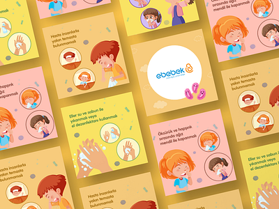 Ebebek Social Media baby clean coronavirus covid 19 design feed geometric graphic design hygiene illustration instagram instagram feed instagram post instagram stories shapes simple social media template type typography