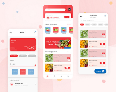 GROCASH App Category and Wallet branding categories category category app category page design ecommerce ecommerce app ecommerce design groceries grocery grocery app grocery online grocery store mobile app ui ui design uxdesign wallet wallet ui