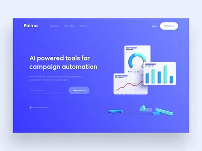 Palma: Hero 3d illustration b2b b2c brand design brand identity experience header exploration hero section interface landing page logo design logotype saas saas website silk studio ui design uiux web design