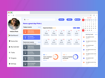 Calendar/Events/Organizer/Dashboard calendar ui dashboard ui event event book interface design landing page organizer ui design visual design website design xd