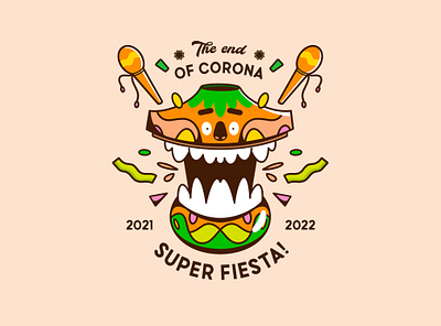 The end of corona ! badge badgedesign characterdesign characters color design design art draw fiesta graphisme illustration logo logo design oldschool orange type typography vector work