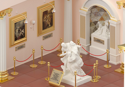 Ancient Museum 3d ancient architecture art cinema4d design illustration isometric monument octane paintings sculpture