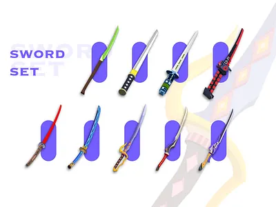 sword set game game art game item game ui icon illustration ui vector