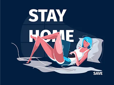 stay home app art branding design flat illustration illustrator ui vector web