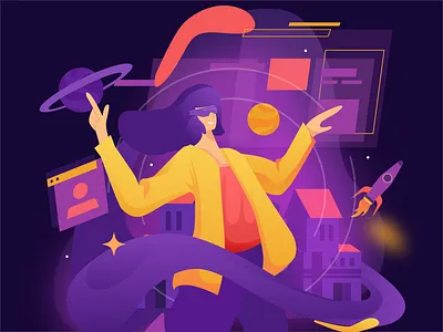 Immersed Illustration branding design ecommerce homepage illustration service vector virtual reality vr website