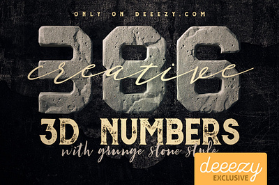 Grunge Stone 3D Numbers - FREEBIE 3d digitalart graphics lettering typography