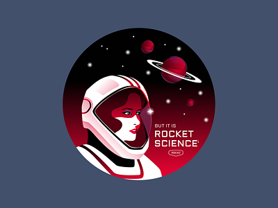 "But it is Rocket Science" Podcast Graphic astronaut graphic illustration planets rocket science space