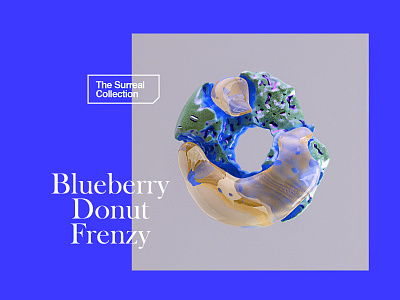 Blueberry Donut Frenzy 3d blueberry branding c4d cinema 4d cinema4d donut doughnut food foodie logo octane packaging redshift surreal