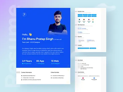 Bhanu Pratap Singh Resume/CV cv cv design designer hire hiring jobs resume ui