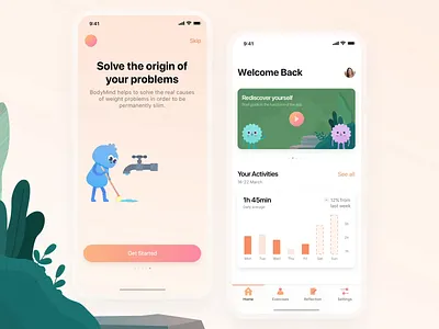 🥑Healthcare App animation app app design design fitness app health health app healthcare home illustration medical mental health mobile mobile ui onboarding stats tracking ui ux
