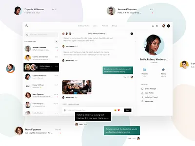 Publicist, chat clean group chat groups message messanger pastel pr ui uiux ux white