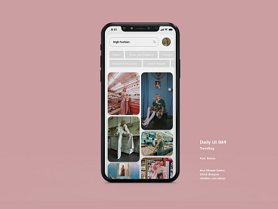 Trending #069 DailyUi Challenge app appdesign dailyui dailyui069 dailyuichallenge design fashion gradient images interfacedesign search trending ui uidesign xd