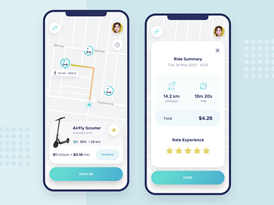Scooter rent app app interface ios map mobile mobile app mobile design pins rating rental app scooter ui user interface ux