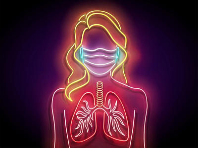 Neon Light Pandemic Illustration 3d coronavirus covid 19 covid19 face girl mask neon pandemic prevention respiratory vector